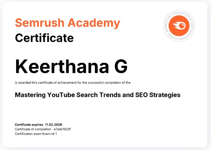 Keerthana SEO Certificate 3